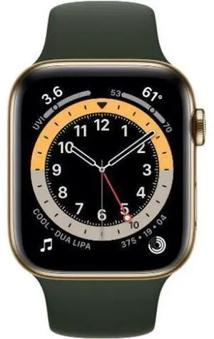 Apple  Watch Series 6 - 32GB - Cellular + GPS - 40mm - Gold - Stainless Steel - Cyprus Green - Sport Band - Rubber - Acceptable (Grade C)