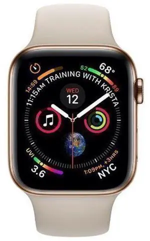 Apple  Watch Series 4 - 16GB - Gold-Stainless Steel-Sport Band-Stone - Cellular + GPS - 40mm - Gold - Stainless Steel - Stone - Sport Band - Rubber - Good (Grade B)