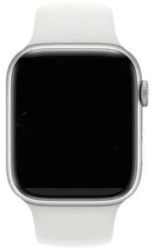 Apple  Watch Series 7 - 32GB - Silver-Stainless Steel-Sport Band-White - Cellular + GPS - 41mm - Silver - Stainless Steel - White - Sport Band - Rubber - Excellent (Grade A)