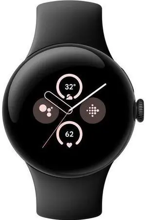 Google  Pixel Watch 2 - 32GB - Bluetooth + LTE - 1.2 inch - Matte Black - Aluminum - Obsidian - Active Band - Fluoroelastomer - Premium