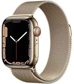 Apple  Watch Series 7 - 32GB - Cellular + GPS - 45mm - Gold - Stainless Steel - Gold - Milanese Loop Band - Stainless Steel - Good (Grade B)
