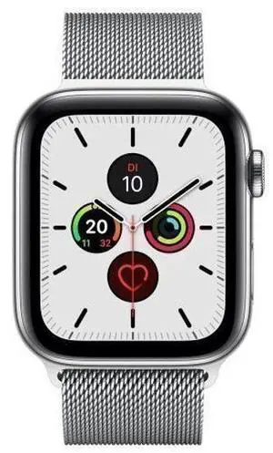 Apple  Watch Series 5 - 32GB - Silver-Stainless Steel-Milanese Loop Band-Silver - Cellular + GPS - 44mm - Silver - Stainless Steel - Silver - Milanese Loop Band - Stainless Steel - Good (Grade B)