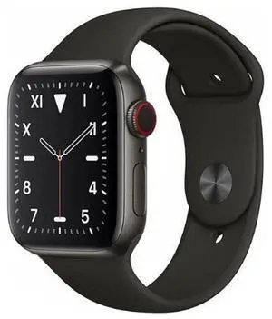 Apple  Watch Series 5 - 32GB - Cellular + GPS - 40mm - Space Black - Titanium - Black - Sport Band - Rubber - Acceptable (Grade C)