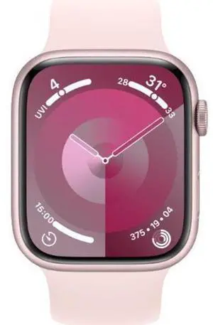 Apple  Watch Series 9 - 64GB - Cellular + GPS - 41mm - Pink - Aluminum - Light Pink - Solo Loop Band - Small/Medium Size - Rubber - Premium