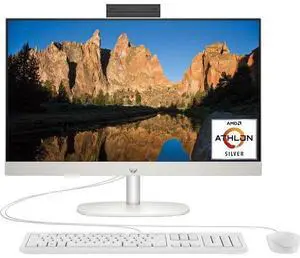 HP  All-in-One 24-cr0010 Desktop PC 24" - AMD Athlon Silver 7120U 2.4GHz - 256GB - White - 8GB RAM - 23.8 Inch - Excellent (Grade A)