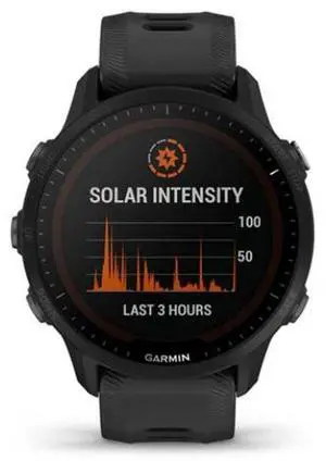 Garmin  Forerunner 955 Solar Smartwatch - 33mm - Black - Fiber-reinforced Polymer - Black - Silicone Strap - Excellent (Grade A)