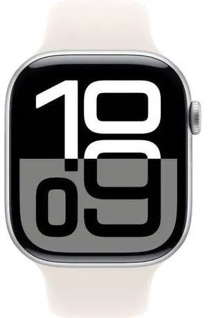 Apple  Watch Series 10 - 64GB - GPS - 42mm - Silver - Aluminum - Starlight - Sport Band - One Size - Rubber - Acceptable (Grade C)