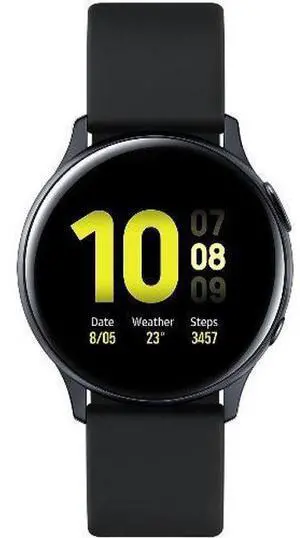 Samsung  Galaxy Watch Active2 - 4GB - Aqua Black-Aluminum-Fluoroelastomer Strap-Black - Bluetooth - 40mm - Aqua Black - Aluminum - Black - Fluoroelastomer Strap - Fluoroelastomer - Excellent (Grade A)