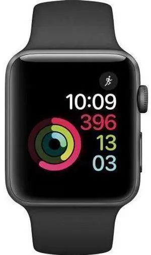 Apple  Watch Series 2 - 8GB - 38mm - Space Grey - Aluminum - Black - Sport Band - Rubber - Acceptable (Grade C)