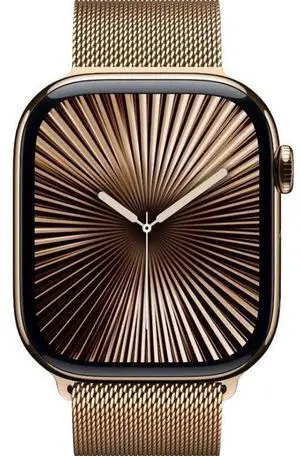 Apple  Watch Series 10 - 64GB - Cellular + GPS - 42mm - Gold - Titanium - Gold - Milanese Loop Band - One Size - Stainless Steel - Premium