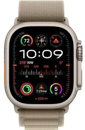 Apple  Watch Ultra 2 - 64GB - Cellular + GPS - 49mm - Titanium - Titanium - Olive - Alpine Loop Band - Medium Size - Textile - Good (Grade B)