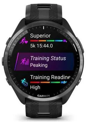 Garmin  Forerunner 965 Smartwatch - 35.4mm - Black - Titanium - Black - Silicone Band - Silicone - Excellent (Grade A)