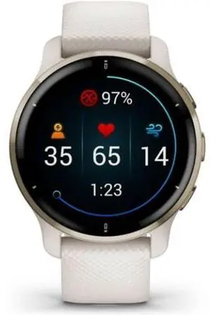 Garmin  Venu 2 Plus Smartwatch - 33mm - Cream Gold - Fiber-reinforced Polymer - Ivory - Silicone Strap - Silicone - Excellent (Grade A)