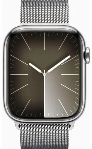 Apple  Watch Series 9 - 64GB - Cellular + GPS - 45mm - Silver - Stainless Steel - Silver - Milanese Loop Band - One Size - Stainless Steel - Premium
