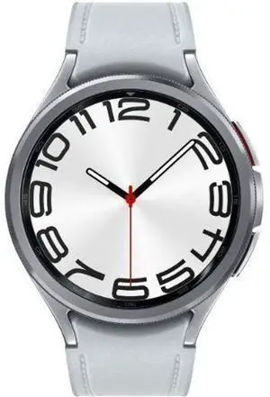 Samsung  Galaxy Watch6 - 16GB - Bluetooth + LTE - 43mm - Silver - Classic (Stainless Steel) - Silver - Leather Band - Hybrid Eco-Leather - Acceptable (Grade C)