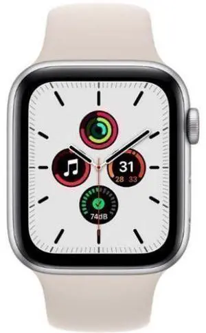 Apple  Watch SE (2020) - 32GB - Silver-Aluminum-Sport Band-Starlight - Cellular + GPS - 40mm - Silver - Aluminum - Starlight - Sport Band - Rubber - Acceptable (Grade C)