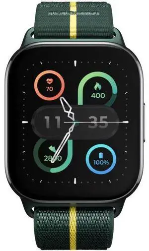 Motorola  Moto Watch Fit - 48.26mm - Black - Aluminum - Pantone Trekking Green - Fabric Band - Fabric - Premium