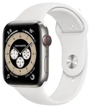 Apple  Watch Series 6 - 32GB - Cellular + GPS - 40mm - Silver - Titanium - White - Sport Band - Rubber - Good (Grade B)