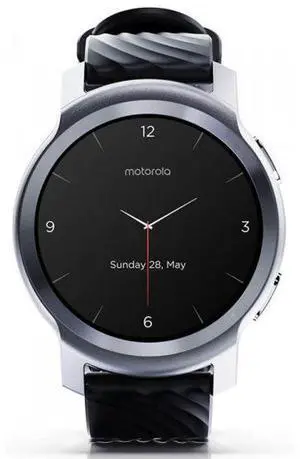 Motorola  Moto Watch 100 - 42mm - Glacier Silver - Aluminum - Black - Silicon Band - Silicon - Premium