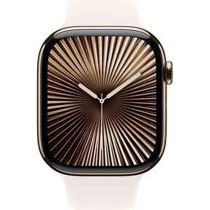 Apple  Watch Series 10 - 64GB - Cellular + GPS - 46mm - Gold - Titanium - Light Blush - Sport Band - M/L Size - Rubber - Excellent (Grade A)