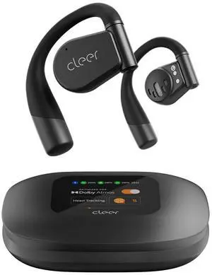 Cleer ARC 3 Open Ear Headphones - Dolby Audio, Snapdragon Sound True Wireless Earbuds, 50Hr Battery, Bluetooth 5.4, IPX 7, Multi-Point, Smart Controls, Wireless Charging Smart Case, Comfort Fit, Black
