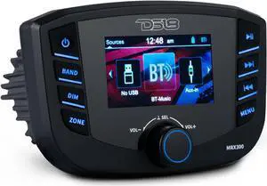 DS18 MRX300 Marine and Powersports Radio Waterproof Headunit TFT Screen, 3 Zones, 4 Volts Output, Bluetooth Audio Head Unit, RDS 4X40 Watts, USB, AM/FM Radio Receiver Weatherproof