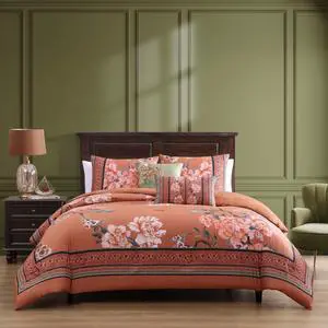 Bebejan Rossana 100% Cotton Sateen 5 Piece Queen Size Reversible Comforter Set Bebejan Rossana 100% Cotton Sateen 5 Piece Queen Size Reversible Comforter Set