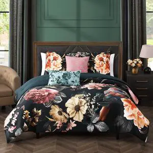Bebejan Botanical Birds 100% Cotton Sateen 5 Piece Queen Size Reversible Comforter Set Bebejan Botanical Birds 100% Cotton Sateen 5 Piece Queen Size Reversible Comforter Set