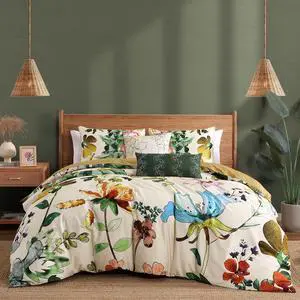 Bebejan Radiance 100% Cotton Sateen 5 Piece Reversible Queen Size Comforter Set Bebejan Radiance 100% Cotton Sateen 5 Piece Reversible Queen Size Comforter Set