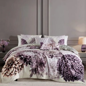Bebejan Dahlia Purple 100% Cotton Sateen 5 Piece Queen Size Reversible Comforter Set Bebejan Dahlia Purple 100% Cotton Sateen 5 Piece Queen Size Reversible Comforter Set