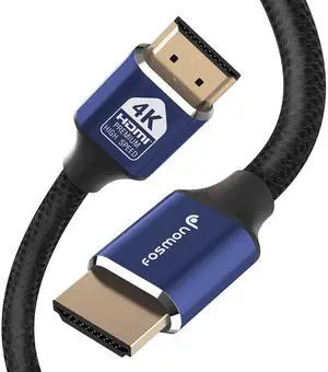 Fosmon 25FT CL3 Rated 24AWG Cotton Braided Premium High Speed HDMI Cable (Supports Ethernet, 3D, Audio Return, 4K@60Hz) -  Blue/Black