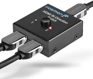 Fosmon 2-Port 4K HDMI Switch 2 in 1 Out, 3D Bi-Direction HDMI Splitter Switcher Adapter, 2x1 HDMI Splitter for PS5, Xbox X