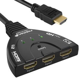 Fosmon 3-Port 4K HDMI Switcher, Auto-Switch HDMI Switcher Supports 3D HDR HD 1080P HDCP, 3x1 HDMI Splitter for HDTV, PS5, PS4, Fire Stick