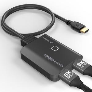 Fosmon 8K HDMI 2.1 Switch with 1.8FT HDMI Cable, 2-Port Auto-Switch HDMI Switcher, Ultra High Speed 48Gbps HDMI Splitter for PS5, Xbox, Apple TV