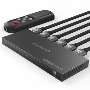 Fosmon 5-Port 8K HDMI 2.1 Switch with Remote Control, HDCP 2.3 Auto-Switching HDMI Switcher, 5x1 HDMI Splitter for PS5, Xbox X, Apple TV