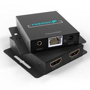 Fosmon HDMI Extender Splitter Over Cat5/6/7 Ethernet Cable Up to 230ft, 1080P HDMI Splitter with Auto EQ, POC, IR Remote Control