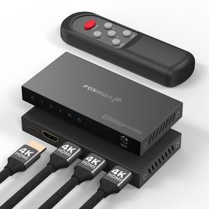 Fosmon 3-Port 4K HDMI 2.0 Switch with Remote Control, HDCP 2.2 Auto-Switching HDMI Switcher, 3x1 HDMI Splitter for PS5, Xbox X, Apple TV
