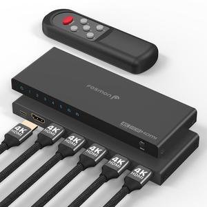 Fosmon 5-Port 4K HDMI 2.0 Switch with Remote Control, Auto-Switching HDMI Switcher, HDCP 2.2 HDMI Splitter for PS5, Xbox X, Apple TV