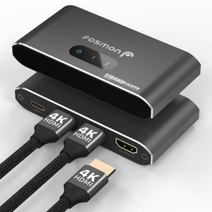 Fosmon HDMI Splitter 1 in 2 Out (4K@60Hz) 2 Port HDMI Splitter for Dual Monitors with EDID Down-Scaler for Dual Identical Display Support