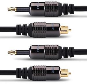 FosPower [2-Pack] 24K Gold-Plated Toslink to Mini Toslink Cable - 3FT, S/PDIF Digital Optical  Audio Cable, Premium Fiber Core Optical Cable