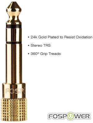 FosPower 3 Pack 6.35mm (1/4 inch) Male to 3.5mm (1/8 inch) Female 3-Conductor TRS AUX Stereo Audio Headphone Jack Adapter - 24K Gold Plated