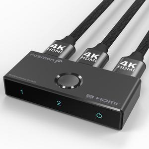 Fosmon 4K HDMI 2.0 Switch, 2-Port Bi-Directional HDMI Switcher, HDCP 2.2 HDMI Splitter for PS5, PS4, Xbox, Roku, Apple TV, Fire Stick