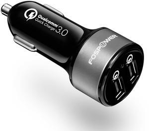 FosPower QC 3.0 USB Car Charger For iPhone 16 Pro Max Plus, 36W USB Car Adapter, Dual Port Quick Charge Fast Port For iPhone 15 14, [UL Listed]