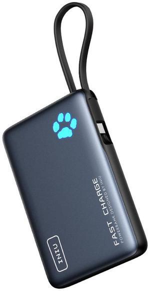 INIU Portable Charger, Compact 10000mAh PD 20W Power Bank with Built-in USB-C Cable(IN&OUT) for iPhone, Samsung etc.