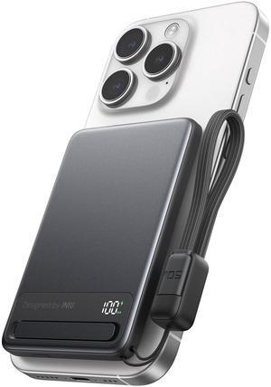 INIU Qi2 Magnetic Power Bank, Market's Slimmest 5000mAh Portable Charger with Foldable Stand for iPhone 16/15/14/13/12 Series