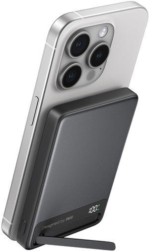 INIU Qi2 Magnetic Power Bank, Market's Slimmest 10000mAh Portable Charger with Foldable Stand for iPhone 16/15/14/13/12 Series