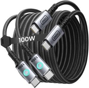 INIU 100W USB C to USB C Cable, 6.6ft 2-Pack Fast Charging Type C Cable for iPhone 16 15 Samsung Macbook iPad Kindle etc.