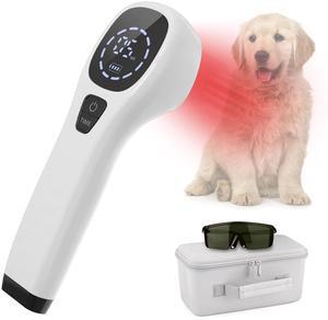 PUPCA Pet/Vet Therapy Device,Cold Laser Therapy Relieve Animal's Muscle Joint Pain,Portable Handheld Red Light Therapy Device,with 650nm and 808nm Wavelength,for Horses,Dogs,Cats and Others (White)