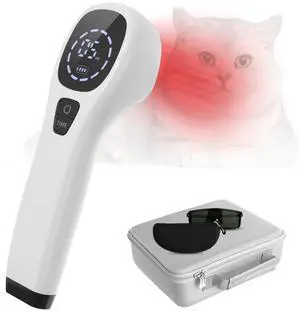 PUPCA Pet/Vet Therapy Device,Cold Laser Therapy Relieve Animal's Muscle Joint Pain,Portable Handheld Red Light Therapy Device,with 12 * 650nm and 4 * 808nm Wavelength,for Horses,Dogs,Cats and Others