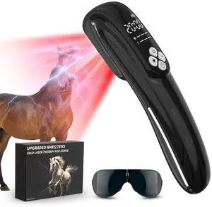 PUPCA Laser +TENS Therapy Device for Horse,Portable Red Light Therapy with 4Pcs * 808nm & 12Pcs * 650nm,Infrared Therapy for Pets Arthritis Pain Relief,Eliminate Pain from Tendon & Ligament Injuries